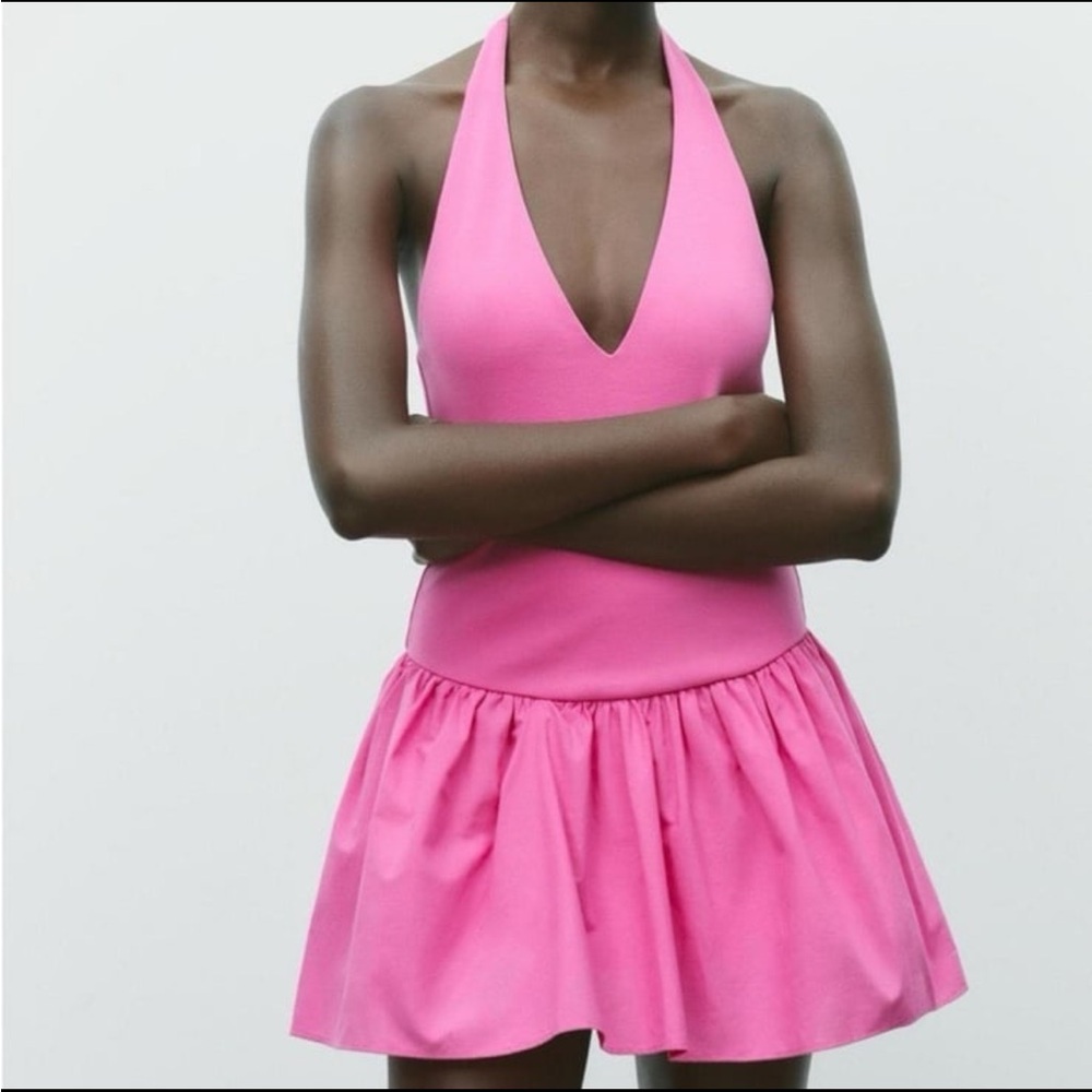Zara Pink Halter Mini Dress